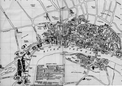 map of Elizabethan London